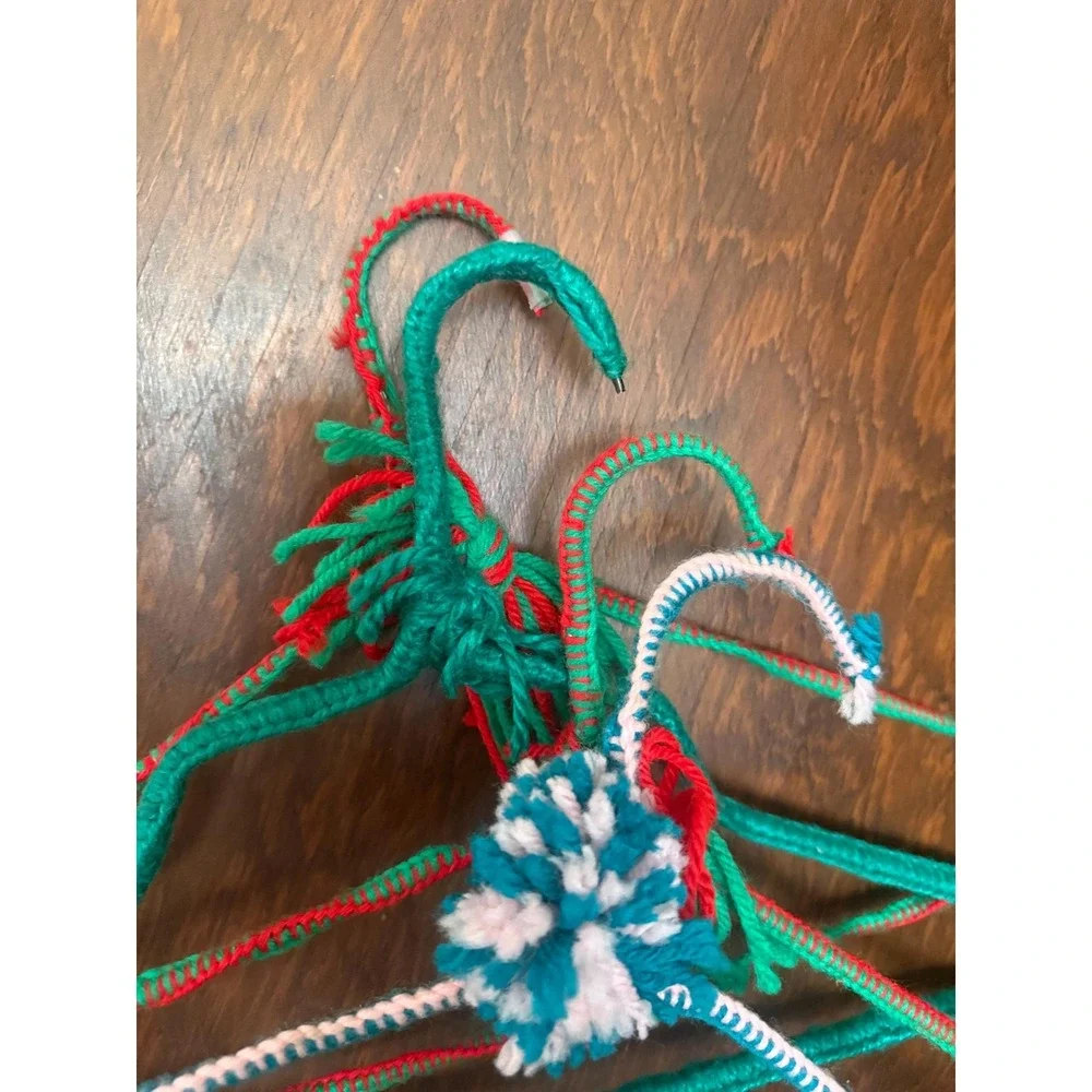Vintage Crochet Hangers Set of 4 with Embellishments